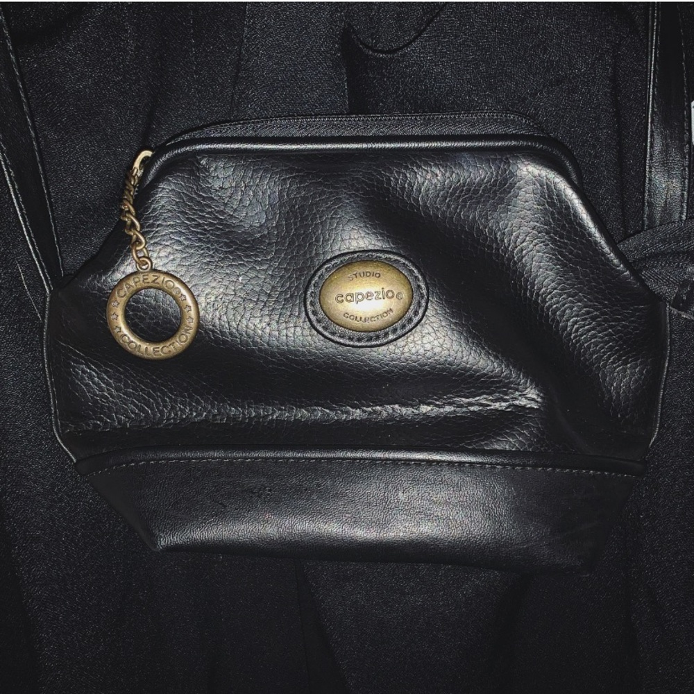 Vintage Black Leather Capezio Cross body purse